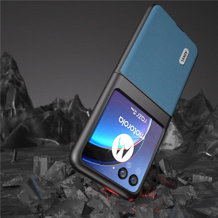 ABEEL For Motorola Razr 40 Ultra 5G Protective Case Haze Textured PU Leather + PC Phone Shell Cover - Sky Blue