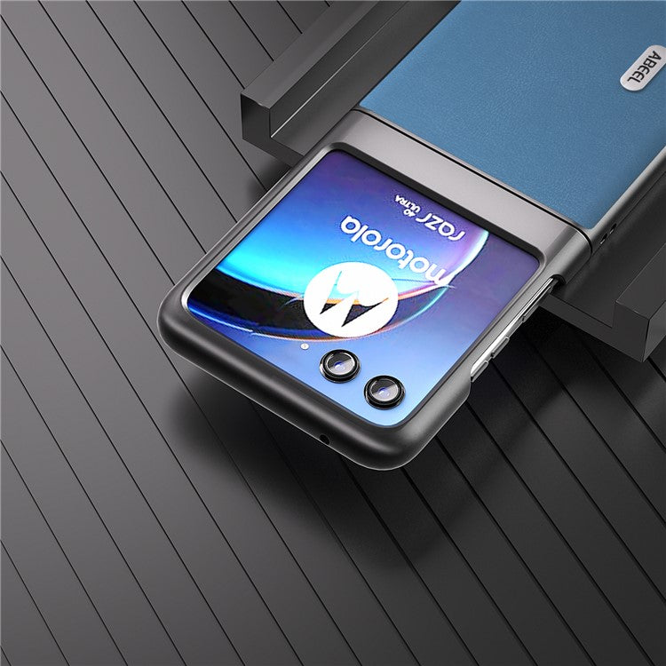 ABEEL For Motorola Razr 40 Ultra 5G Protective Case Haze Textured PU Leather + PC Phone Shell Cover - Sky Blue