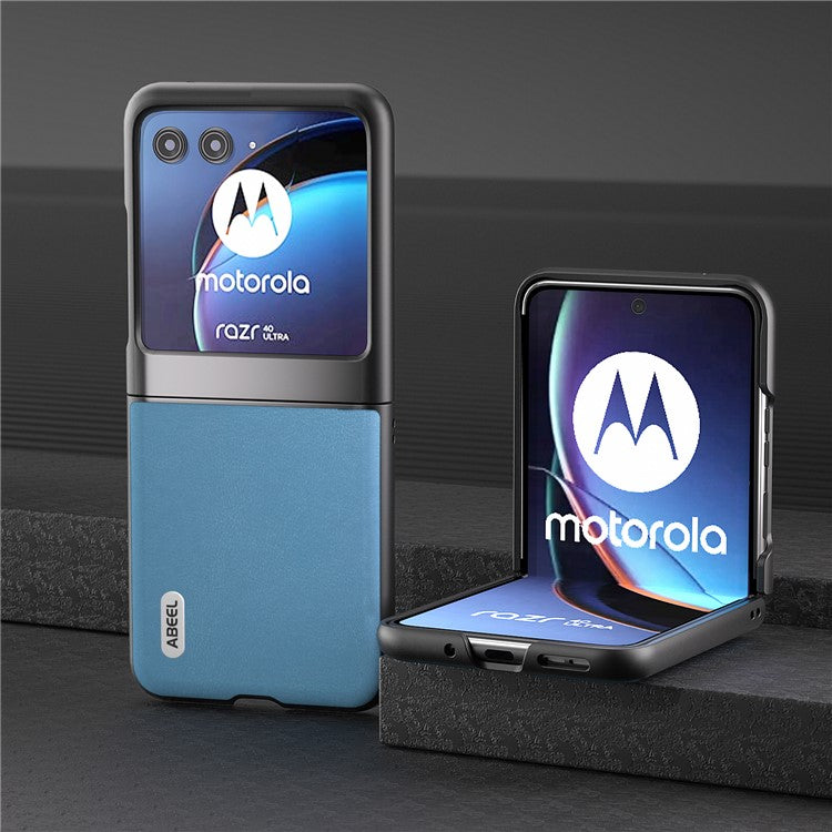 ABEEL For Motorola Razr 40 Ultra 5G Protective Case Haze Textured PU Leather + PC Phone Shell Cover - Sky Blue