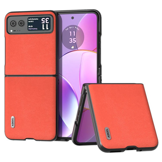 ABEEL For Motorola Razr 40 5G Haze Textured Phone Case PU Leather Coated PC Back Cover - Red