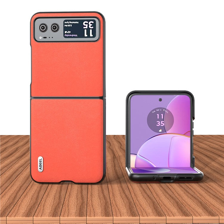 ABEEL For Motorola Razr 40 5G Haze Textured Phone Case PU Leather Coated PC Back Cover - Red