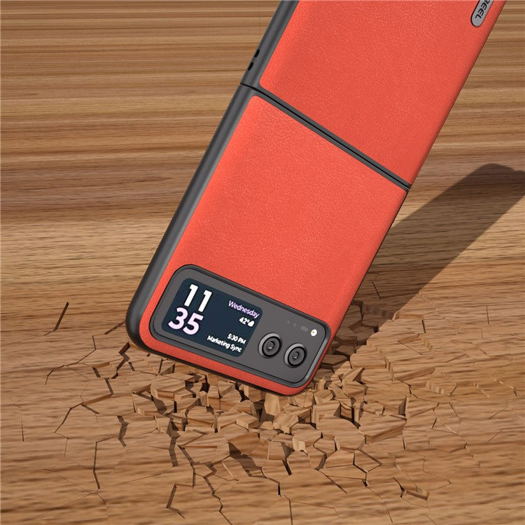 ABEEL For Motorola Razr 40 5G Haze Textured Phone Case PU Leather Coated PC Back Cover - Red