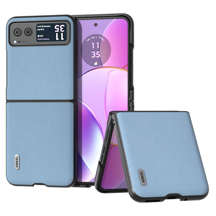 ABEEL For Motorola Razr 40 5G Haze Textured Phone Case PU Leather Coated PC Back Cover - Blue
