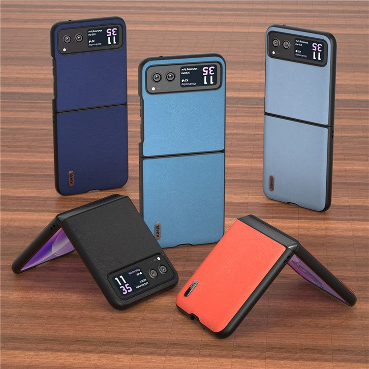ABEEL For Motorola Razr 40 5G Haze Textured Phone Case PU Leather Coated PC Back Cover - Blue