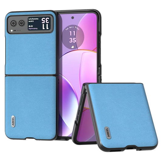 ABEEL For Motorola Razr 40 5G Haze Textured Phone Case PU Leather Coated PC Back Cover - Sky Blue