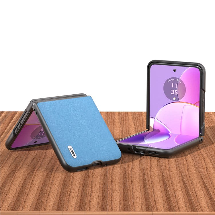 ABEEL For Motorola Razr 40 5G Haze Textured Phone Case PU Leather Coated PC Back Cover - Sky Blue