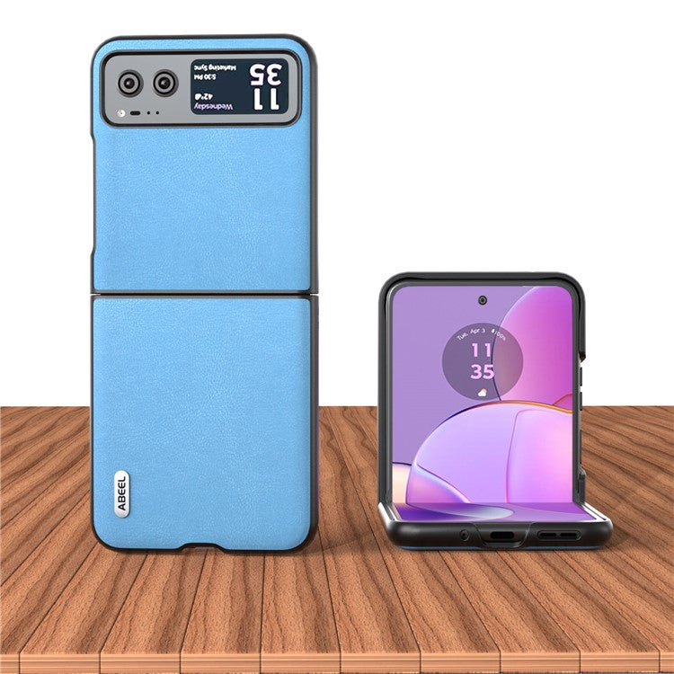 ABEEL For Motorola Razr 40 5G Haze Textured Phone Case PU Leather Coated PC Back Cover - Sky Blue