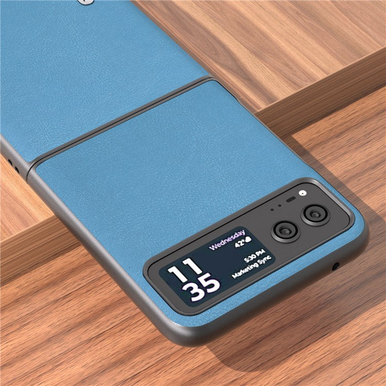 ABEEL For Motorola Razr 40 5G Haze Textured Phone Case PU Leather Coated PC Back Cover - Sky Blue