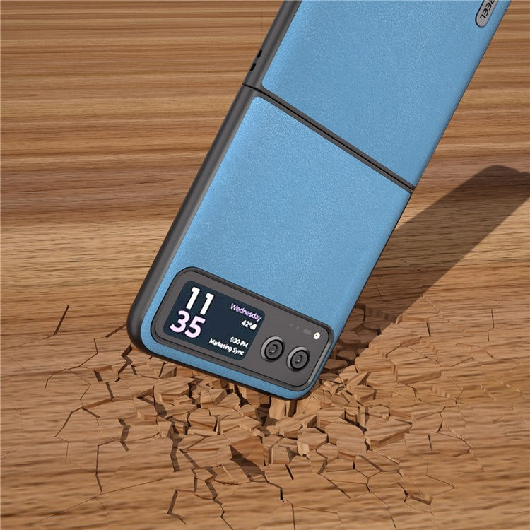 ABEEL For Motorola Razr 40 5G Haze Textured Phone Case PU Leather Coated PC Back Cover - Sky Blue