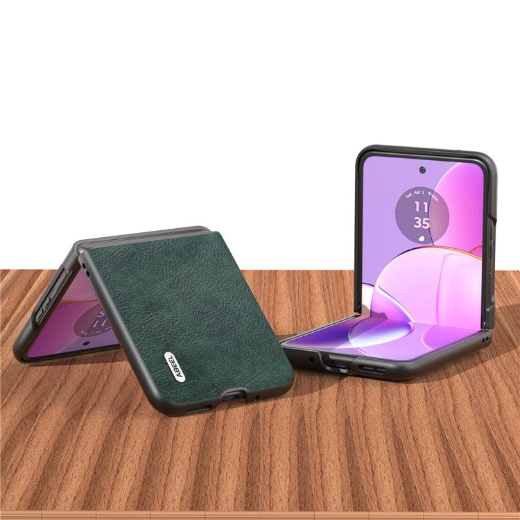 ABEEL Phone Case for Motorola Razr 40 5G Drop-Proof Litchi Texture PU Leather Coated PC Cover - Green