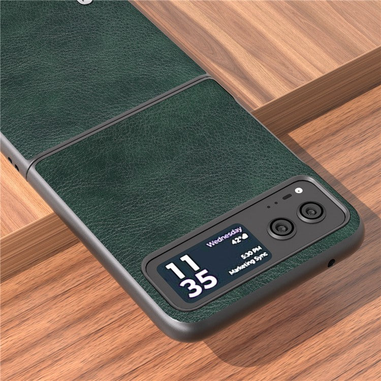 ABEEL Phone Case for Motorola Razr 40 5G Drop-Proof Litchi Texture PU Leather Coated PC Cover - Green