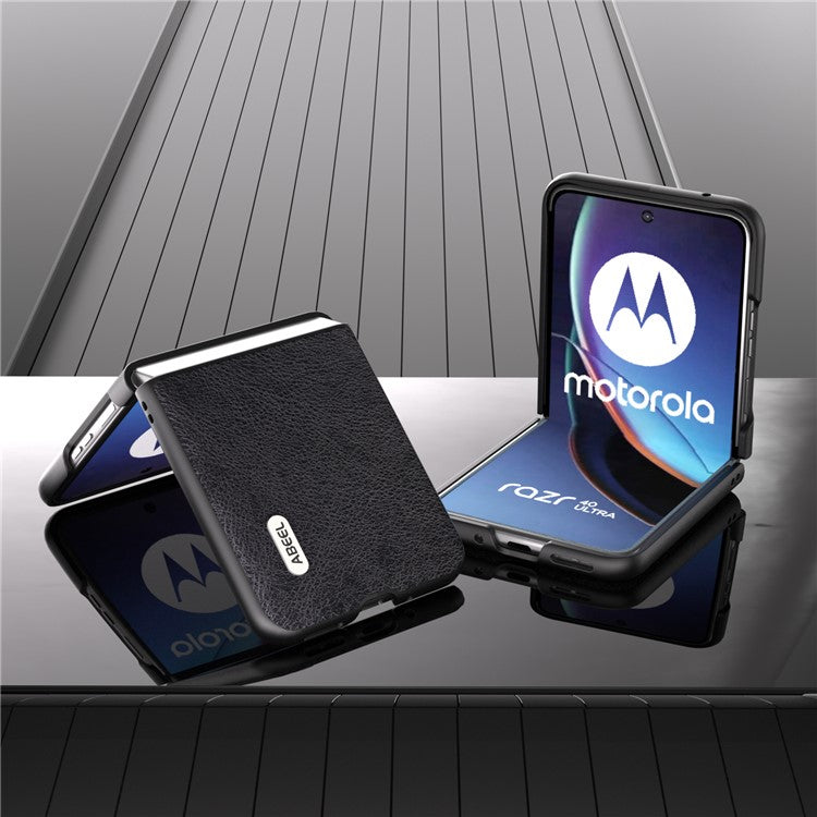 ABEEL For Motorola Razr 40 Ultra 5G PU Leather Coated PC Phone Case Litchi Texture Anti-Drop Protective Cover - Black