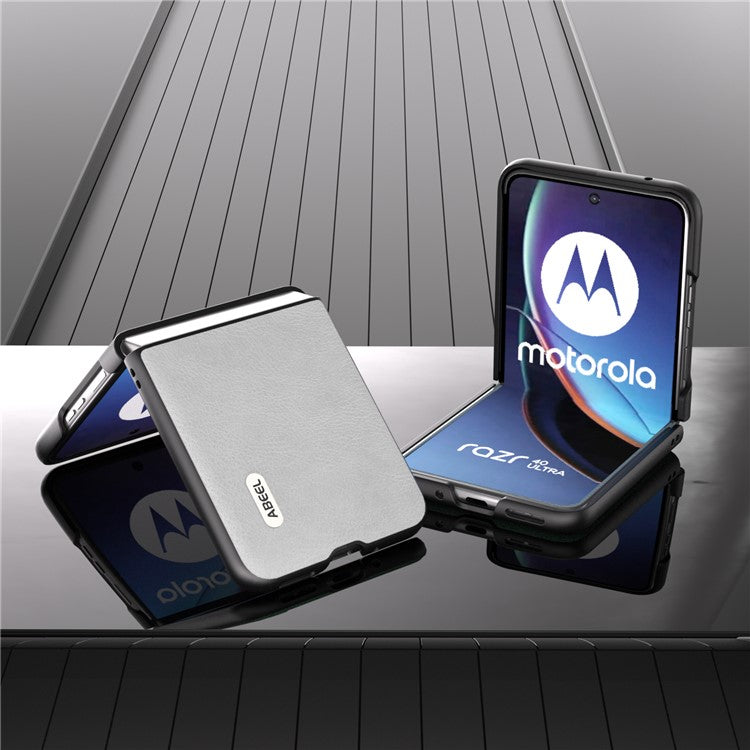 ABEEL For Motorola Razr 40 Ultra 5G PU Leather Coated PC Phone Case Litchi Texture Anti-Drop Protective Cover - White