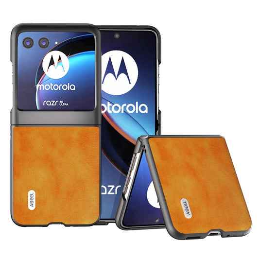 ABEEL For Motorola Razr 40 Ultra 5G PU Leather Coated PC Phone Case Litchi Texture Anti-Drop Protective Cover - Orange