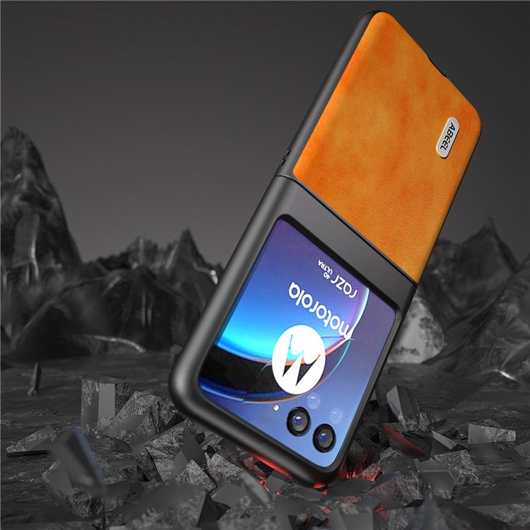 ABEEL For Motorola Razr 40 Ultra 5G PU Leather Coated PC Phone Case Litchi Texture Anti-Drop Protective Cover - Orange