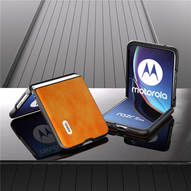 ABEEL For Motorola Razr 40 Ultra 5G PU Leather Coated PC Phone Case Litchi Texture Anti-Drop Protective Cover - Orange