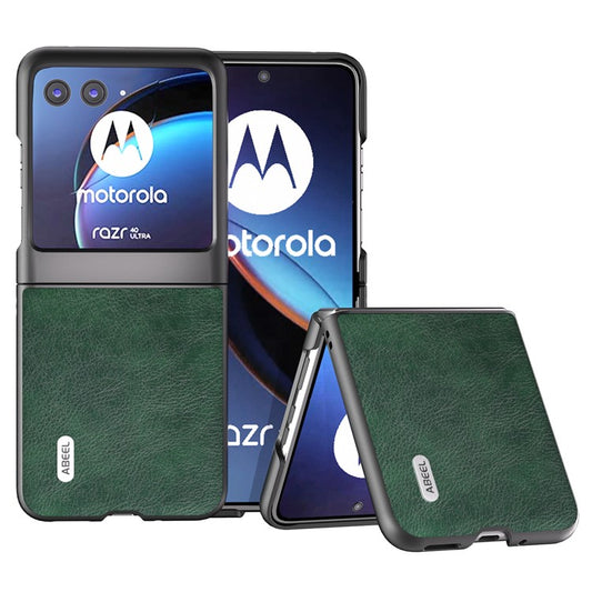 ABEEL For Motorola Razr 40 Ultra 5G PU Leather Coated PC Phone Case Litchi Texture Anti-Drop Protective Cover - Green