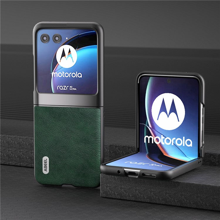 ABEEL For Motorola Razr 40 Ultra 5G PU Leather Coated PC Phone Case Litchi Texture Anti-Drop Protective Cover - Green