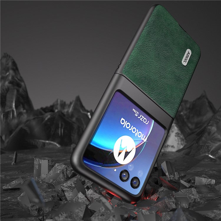 ABEEL For Motorola Razr 40 Ultra 5G PU Leather Coated PC Phone Case Litchi Texture Anti-Drop Protective Cover - Green