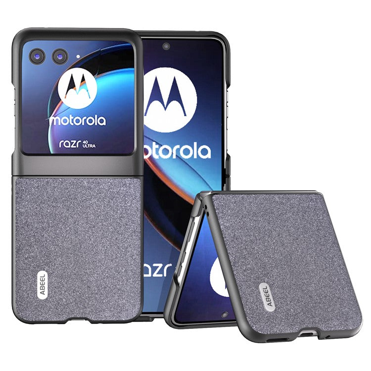 ABEEL For Motorola Razr 40 Ultra 5G Glitter Sparkle Phone Case PU Leather + PC Anti-Scratch Cover - Black