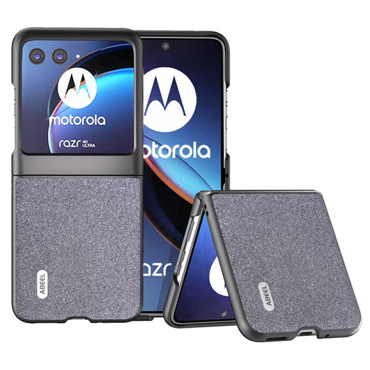 ABEEL For Motorola Razr 40 Ultra 5G Glitter Sparkle Phone Case PU Leather + PC Anti-Scratch Cover - Black