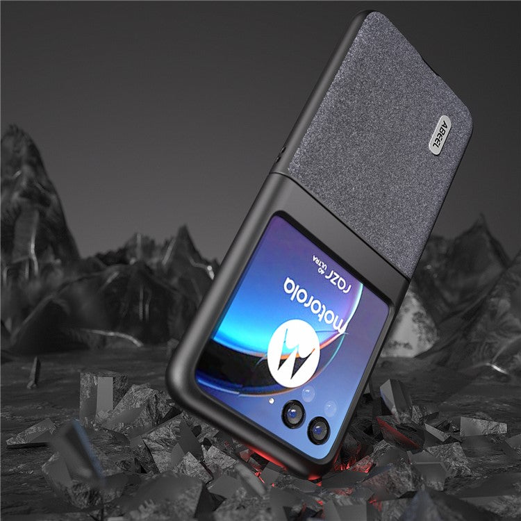 ABEEL For Motorola Razr 40 Ultra 5G Glitter Sparkle Phone Case PU Leather + PC Anti-Scratch Cover - Black