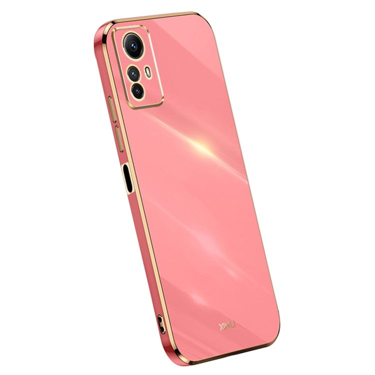 XINLI Anti-drop Phone Case for Xiaomi Redmi Note 12S 4G Electroplated Gold Edge TPU Cover - Red