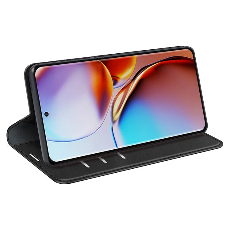 PU Leather Wallet for Motorola Moto X40 5G / Edge 40 Pro 5G , Skin-touch Stand Cover Phone Shell Flip Case - Black