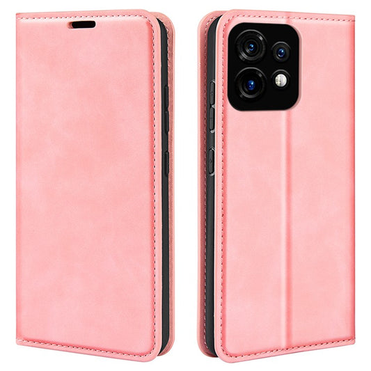 PU Leather Wallet for Motorola Moto X40 5G / Edge 40 Pro 5G , Skin-touch Stand Cover Phone Shell Flip Case - Pink