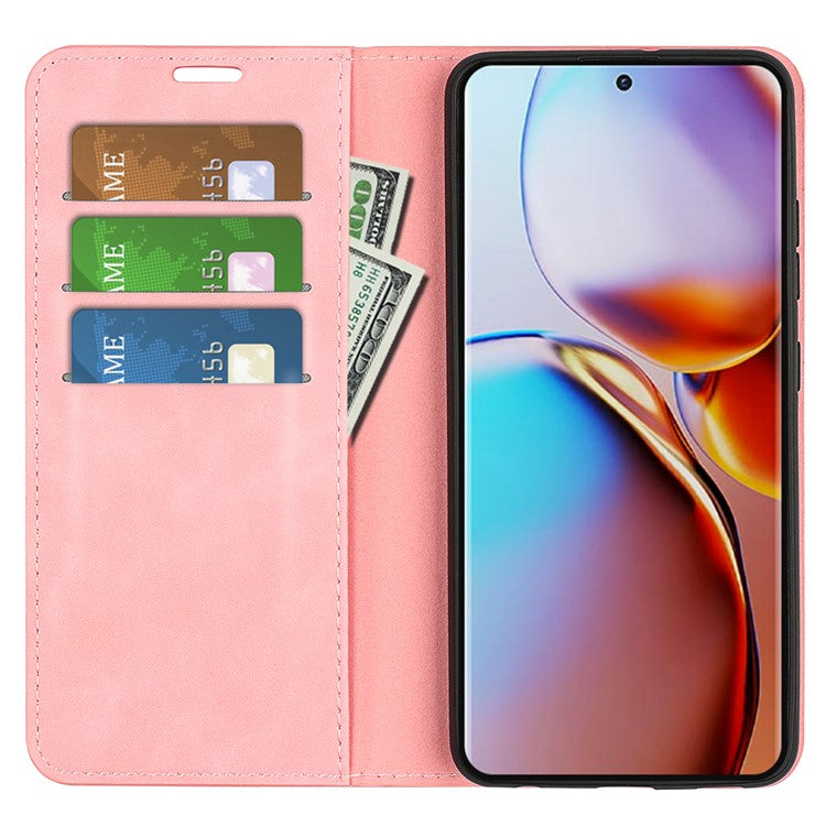 PU Leather Wallet for Motorola Moto X40 5G / Edge 40 Pro 5G , Skin-touch Stand Cover Phone Shell Flip Case - Pink