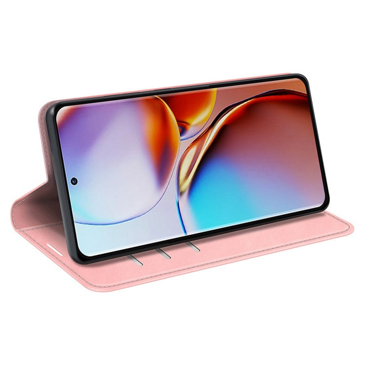 PU Leather Wallet for Motorola Moto X40 5G / Edge 40 Pro 5G , Skin-touch Stand Cover Phone Shell Flip Case - Pink
