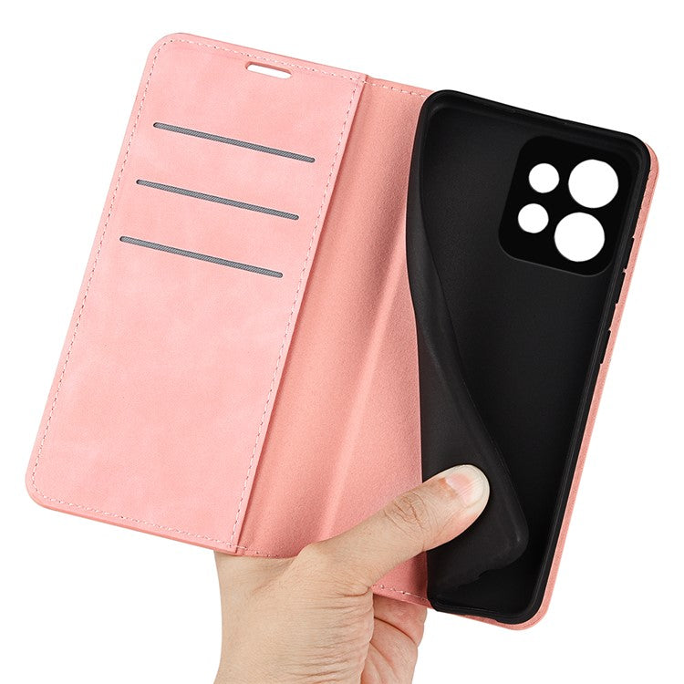 PU Leather Wallet for Motorola Moto X40 5G / Edge 40 Pro 5G , Skin-touch Stand Cover Phone Shell Flip Case - Pink