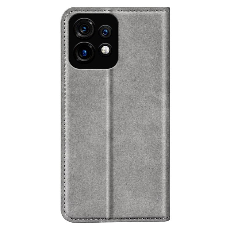 PU Leather Wallet for Motorola Moto X40 5G / Edge 40 Pro 5G , Skin-touch Stand Cover Phone Shell Flip Case - Grey