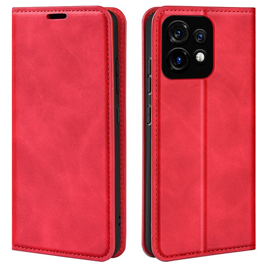 PU Leather Wallet for Motorola Moto X40 5G / Edge 40 Pro 5G , Skin-touch Stand Cover Phone Shell Flip Case - Red