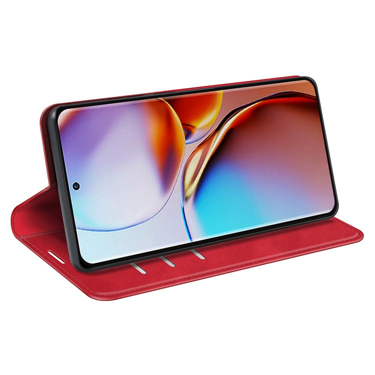 PU Leather Wallet for Motorola Moto X40 5G / Edge 40 Pro 5G , Skin-touch Stand Cover Phone Shell Flip Case - Red