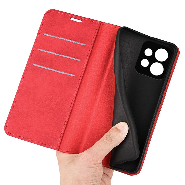 PU Leather Wallet for Motorola Moto X40 5G / Edge 40 Pro 5G , Skin-touch Stand Cover Phone Shell Flip Case - Red