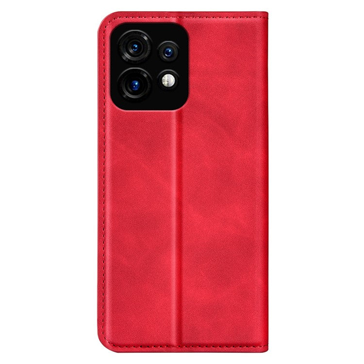 PU Leather Wallet for Motorola Moto X40 5G / Edge 40 Pro 5G , Skin-touch Stand Cover Phone Shell Flip Case - Red