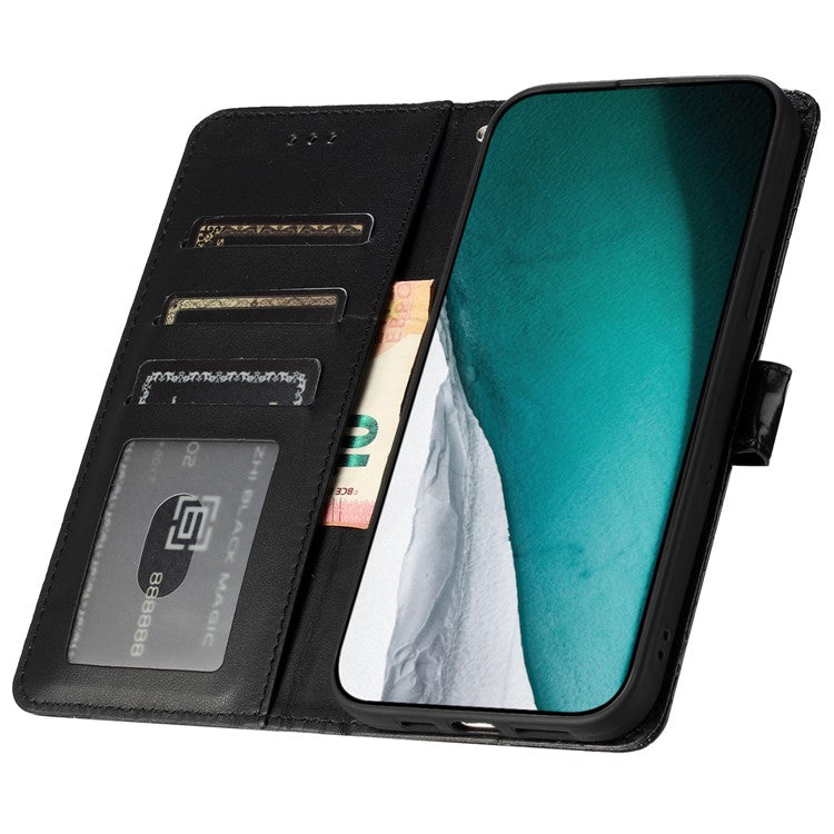Stand Function Leather Cover for Motorola Moto G73 5G , Crocodile Texture Wallet Phone Case with Strap - Black