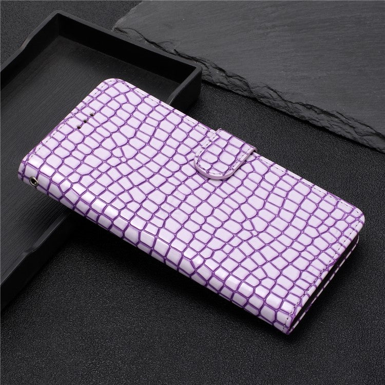 Stand Function Leather Cover for Motorola Moto G73 5G , Crocodile Texture Wallet Phone Case with Strap - Purple