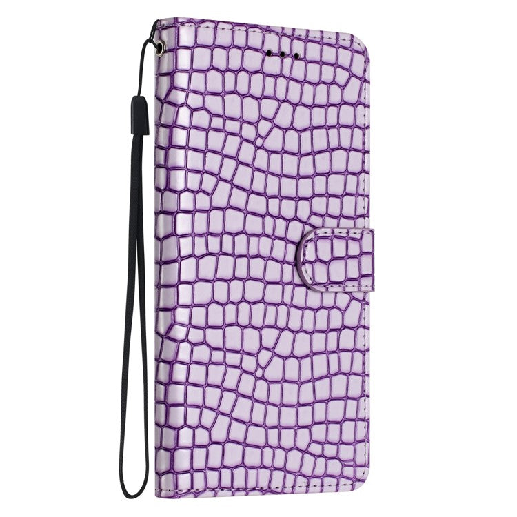 Stand Function Leather Cover for Motorola Moto G73 5G , Crocodile Texture Wallet Phone Case with Strap - Purple
