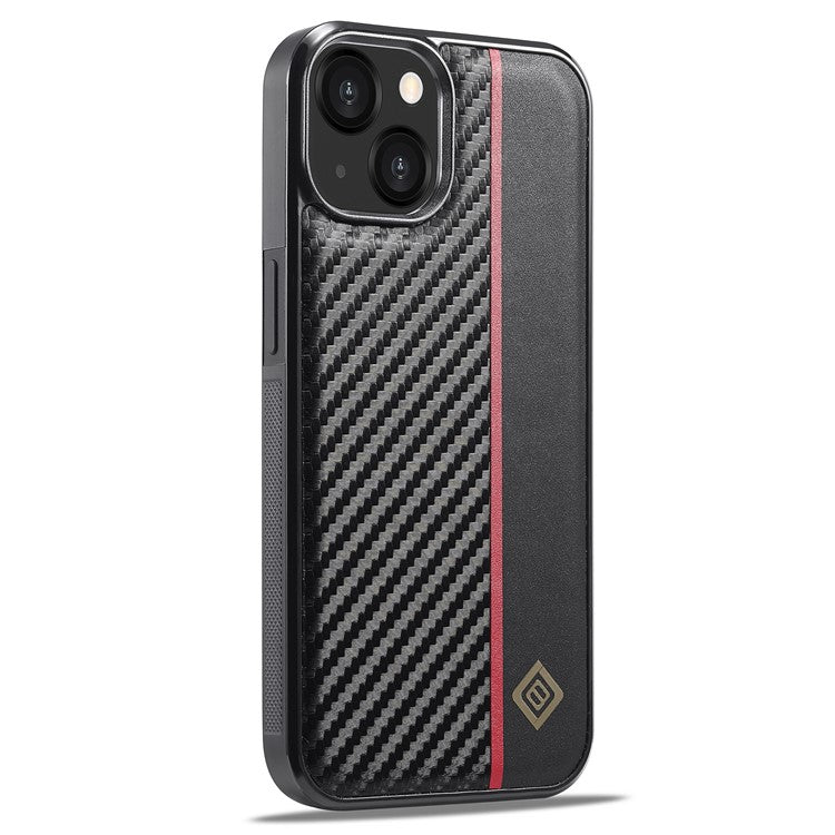 LC.IMEEKE For iPhone 14 Plus Phone Case Carbon Fiber Texture PU Leather Coated TPU + EVA Cover