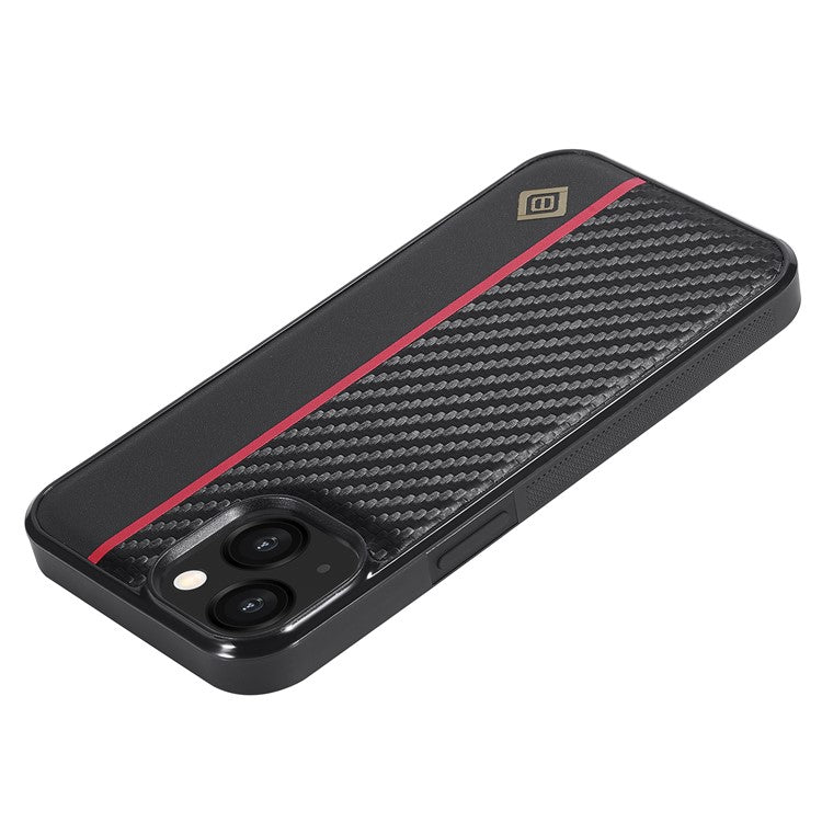 LC.IMEEKE For iPhone 14 Plus Phone Case Carbon Fiber Texture PU Leather Coated TPU + EVA Cover