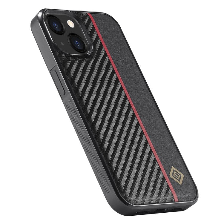 LC.IMEEKE For iPhone 14 Plus Phone Case Carbon Fiber Texture PU Leather Coated TPU + EVA Cover