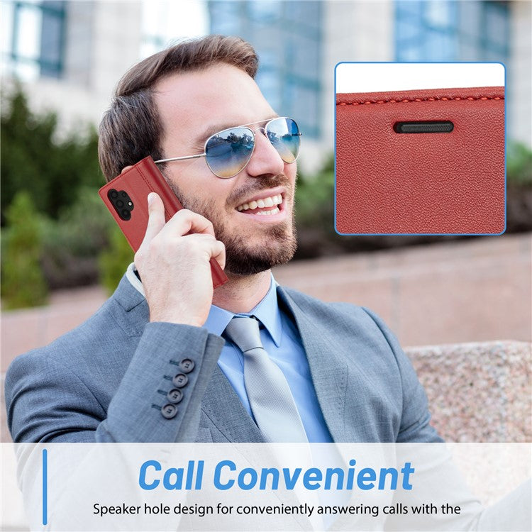 LC.IMEEKE Phone Case for Samsung Galaxy A13 4G / 5G / A04 4G / A04s 4G , PU Leather Stand Wallet  Cover - Red
