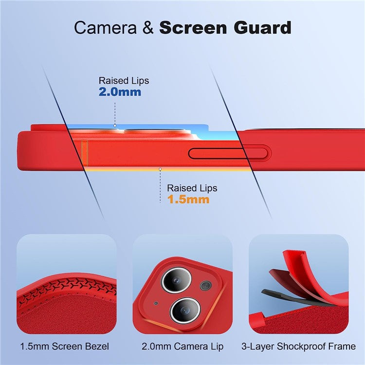 For iPhone 14 Magnetic Phone Case Hidden Kickstand Protective Cover Shockproof Liquid Silicone Shell - Red