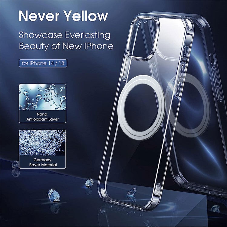 For iPhone 14 Magnetic Clear Case Compatible with MagSafe TPU + PC Protective Phone Cover - Transparent
