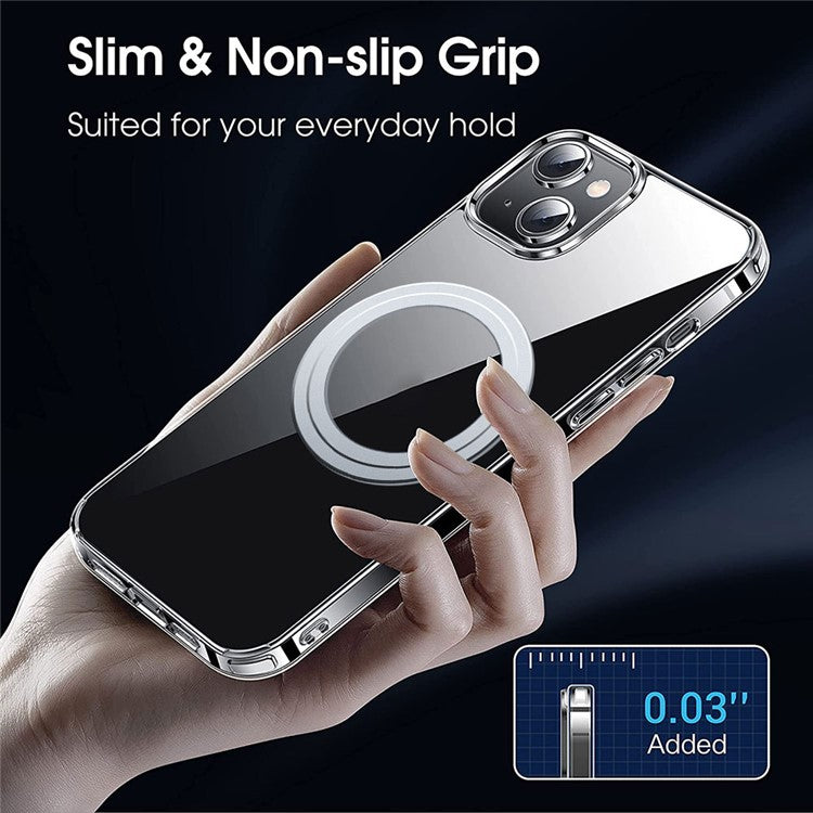For iPhone 14 Magnetic Clear Case Compatible with MagSafe TPU + PC Protective Phone Cover - Transparent