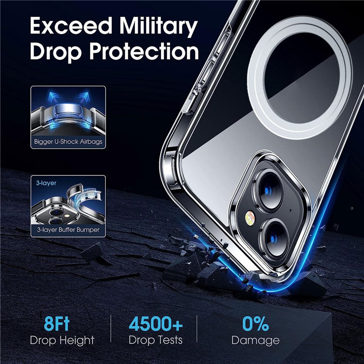 For iPhone 14 Magnetic Clear Case Compatible with MagSafe TPU + PC Protective Phone Cover - Transparent