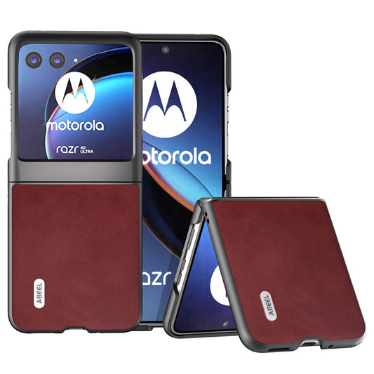 ABEEL For Motorola Razr 40 Ultra 5G PU Leather Coated Hard PC Phone Case Cowhide Texture Back Cover - Red