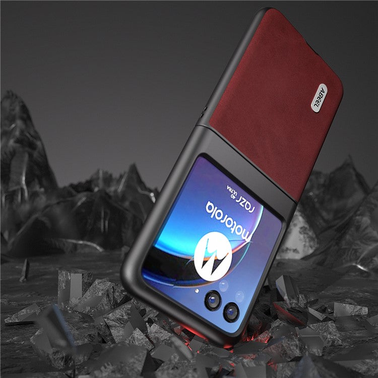 ABEEL For Motorola Razr 40 Ultra 5G PU Leather Coated Hard PC Phone Case Cowhide Texture Back Cover - Red